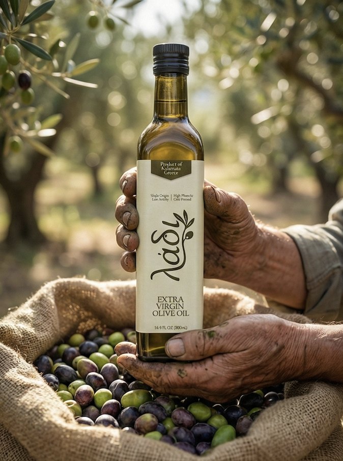 Hands holding freshly picked olives